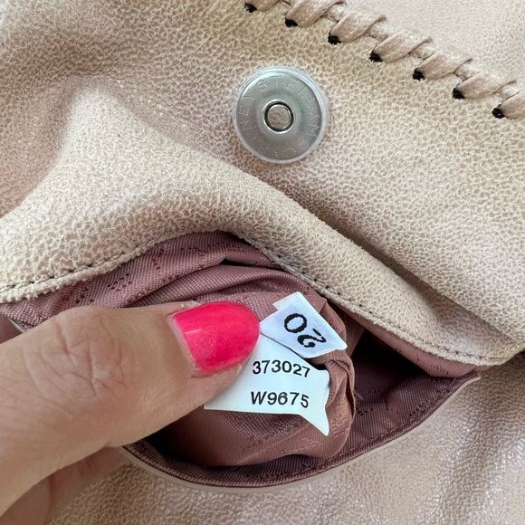 New Stella McCartney Falabella Pink Peach Vegan Suede Bag Crossbody Metal Chain - Picture 10 of 10